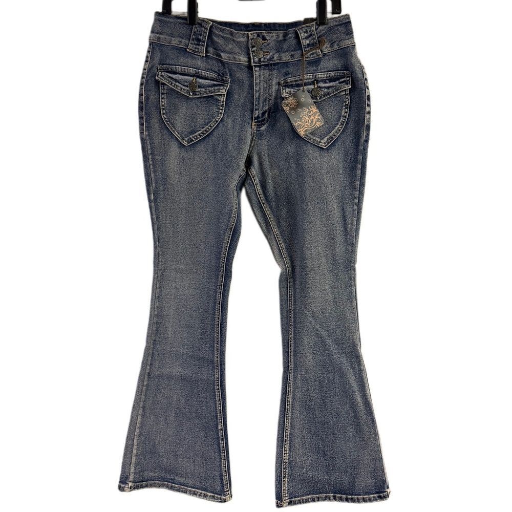 NWT Crest Premium Blue Wash Flare Jeans Size 15